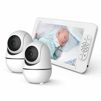 Видеоняня с разделенным экраном 720P HD 720P Без Wi-Fi, Монитор Детской камеры, Защита от взлома, Дистанционное масштабирование/Панорамирование/Наклон, Батарея 4000 мАч 4