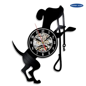 Виниловые настенные часы с изображением собак, Подарочная комната, Современная домашняя пластинка, Винтажное украшение 7