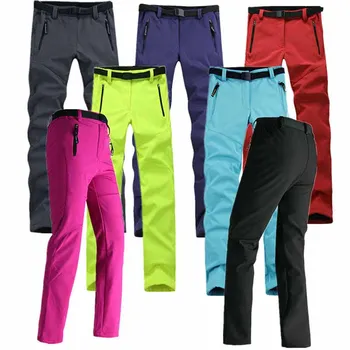 водонепроницаемые ветрозащитные брюки для велоспорта, скалолазания, катания на лыжах, пешего туризма, женские утепленные теплые брюки soft shell, зимние утепленные флисовые брюки Pantolon 5