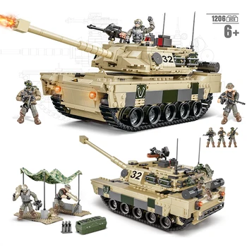 Военная Серия WW2 Army Abrams Основной Боевой Танк Солдат Сцена Аксессуары DIY Модель Строительные Блоки Кирпичи Игрушки Подарки 17