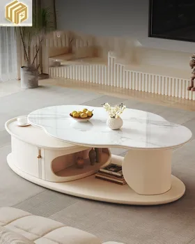 Высокий и низкий чайный столик в вестибюле отеля, гостиная, домашний современный простой чайный столик неправильной формы на заказ 9