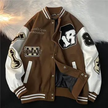 Высококачественные куртки с вышивкой в американском стиле, пальто, мужская бейсбольная форма Y2K Street в стиле хип-хоп, повседневная куртка с джокером 7