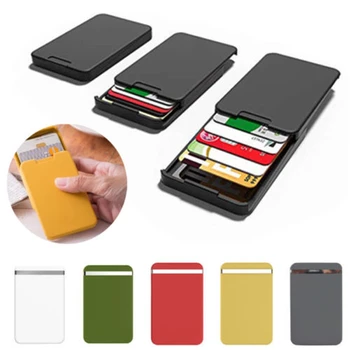 Высококачественный слайд-ПК ID Держатель для наличных карт, мужской бизнес RFID Блокирующий кошелек, чехол для защиты кредитных карт, кошелек с боковым карманом 3