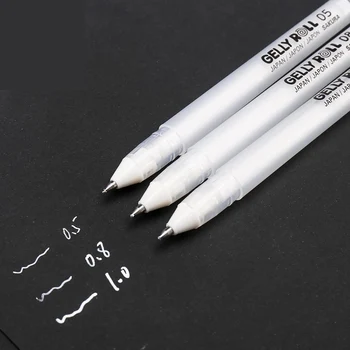 Гелевая ручка Sakura Gelly Roll Белого Цвета 0,5 мм 0,8 мм 1,0 мм High Light Marke Pen Черный Картон Art Painting Pen Белые Линейные Ручки 16