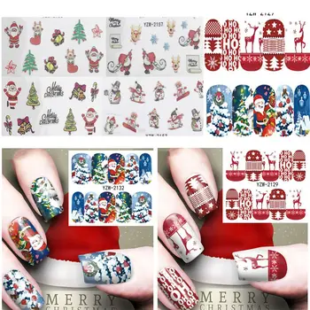 Горячие Снежинки Санта-Клауса, Рождественские наклейки для красоты, Наклейки для переноса воды, наклейки для дизайна ногтей 2