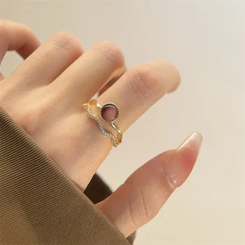 Двухслойное кольцо с кубическим цирконием для женщин, винтажное открытое кольцо Opal Palace 18