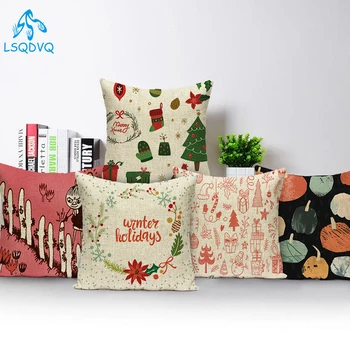 Декоративные наволочки с Рождественским подарком Елки Снежинка Санта Клаус Подушка Наволочка для гостиной Almofadas 12