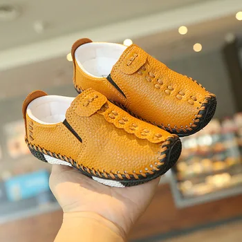 Демисезонная детская кожаная обувь для мальчиков и девочек-подростков, повседневная обувь для детей, уличная детская обувь с мягкой подошвой