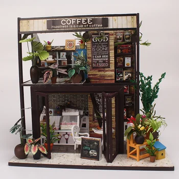 Деревянные кукольные домики, кофейня Casa, Миниатюрные строительные наборы 