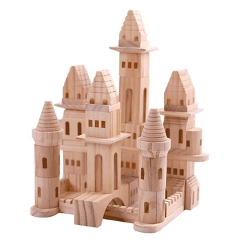 Деревянный Штабелирующий Игрушечный Замок Строительный Блок Монтессори Игрушка для Малышей Дошкольного Возраста 11