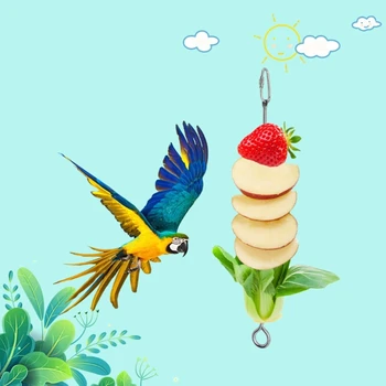 Держатель для птиц, кормушки для попугаев из нержавеющей стали, овощей и фруктов, Шампур для угощений, Подвесная клетка для попугаев 11