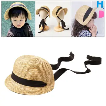 Детские соломенные солнцезащитные шляпы с козырьком, уличные бейсболки-ведерки 13
