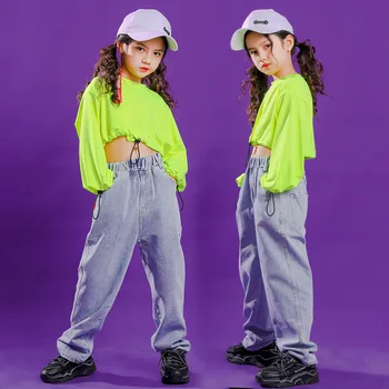 Джазовый укороченный топ для девочек-подростков, толстовки, танцевальные костюмы в стиле хип-хоп, толстовка с завязками, пуловер, детская одежда, уличная одежда от 4 до 16 лет 9