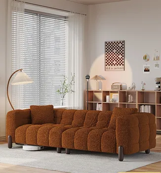Диван в итальянском стиле, гостиная, прямой ряд, для трех человек, большой диван для сидения, диван из ткани из сахарной ваты 9