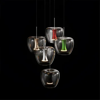 Дизайнерские светодиодные подвесные светильники из прозрачного стекла в стиле постмодерн, Роскошная гостиная, ресторан, кухня, Декор в стиле Лофт, Подвесные светильники 10