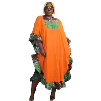 Длинное Африканское Платье Женское С Рюшами В стиле Пэчворк С Рукавами 