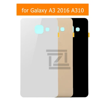 для Samsung Galaxy A3 2016 A310F Стеклянная задняя крышка аккумулятора Задняя крышка корпуса Дверь с клеем 3M Запасные части для ремонта 4