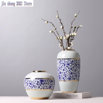 Европейская керамическая ваза для цветов, аксессуары для декора гостиной, цветочная композиция, керамический цветочный горшок, украшение для помещений. 7