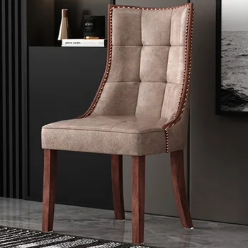 Европейские простые обеденные стулья, Современный ресторан для отдыха, Модная мягкая сумка, гостиничный стул из искусственной кожи и цельного дерева, роскошная мебель 3
