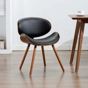 Европейский современный обеденный стул простой роскошной формы в виде жука для небольшой семьи экономящая пространство практичная мебель из массива дерева и кожи 8
