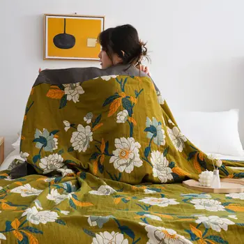 Европейское пледное хлопчатобумажное марлевое полотенце для дивана для взрослых, весенне-летний офисный плед, одеяло для кондиционера, покрывало королевского размера 2
