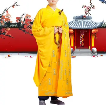 желтый 5 узоров Одежда тысячи благословений буддийские монахи халат дзен мирянина рясы шаолиньских монахов униформа цуйи кунг-фу 7