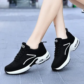 Женские модные черные сетчатые удобные кроссовки, уличная спортивная обувь с мягкой подошвой, винтажные дышащие кроссовки для отдыха Zapatos Mujer 9