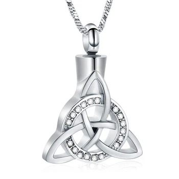 Женские Мужские ожерелья-урны с Кельтским узлом для кремации праха, ювелирные изделия из нержавеющей стали, Треугольная подвеска, Мемориальный подарок на память 1