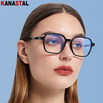 Женские очки для чтения с защитой от синего света, модная металлическая квадратная оправа для компьютерных очков, мужские очки по рецепту врача