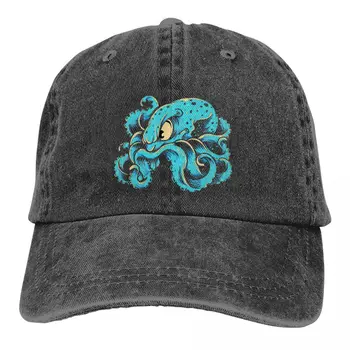 Застиранная мужская бейсболка Furious Blue Kraken, кепки для дальнобойщиков, кепки для папы, кепки для гольфа с осьминогом 11