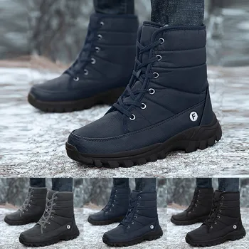 Зимние ботинки S для женщин, женские ботильоны, Ботильоны на шнуровке, зимние ботинки с высоким берцем, Хлопковая обувь 13