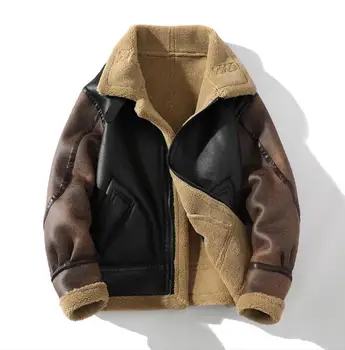 Зимняя новая мужская модная куртка из утолщенного меха большого размера, свободного кроя, подходящая по цвету 4