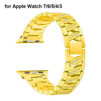 Золотой Ремешок для Часов Apple Watch 41 мм 45 мм 40 мм 44 мм Металлический Ремешок для iWatch SE Серии 7 6 5 4 3 Ремешок для часов Браслет для Женщин Мужчин 4
