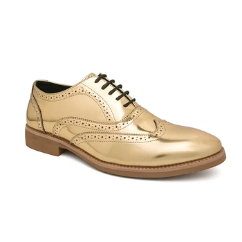 Золотые оксфордские туфли, модельные туфли на шнуровке, официальная обувь для вечеринок, Деловая кожаная обувь 7