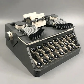 Игрушка для детей Ретро-машинка Английский механик Пишущая машинка Маркировочная машина Клавиатура 3D модель Мини-блоки Кирпичи Здание