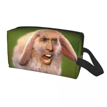 Изготовленная на заказ сумка для туалетных принадлежностей Nicolas Cage Rabbit для женщин, Забавный косметический органайзер для макияжа, женский чехол для хранения косметики Dopp Kit Case 13