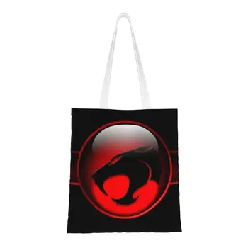 Изготовленная на заказ холщовая хозяйственная сумка с логотипом ThunderCats, Женская Портативная сумка для покупок, сумки для покупок 2