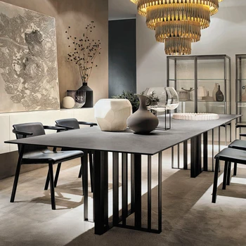 Изготовленный на заказ итальянский светлый роскошный большой каменный стол офисный прямоугольный стол для конференций дизайнерская большая семейная вилла семейный обеденный стол 2