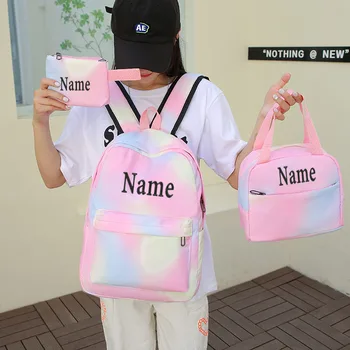 Индивидуальный рюкзак с персонализированным названием, рюкзак из трех предметов, граффити Звездного неба, легкий рюкзак для учащихся начальной школы 7