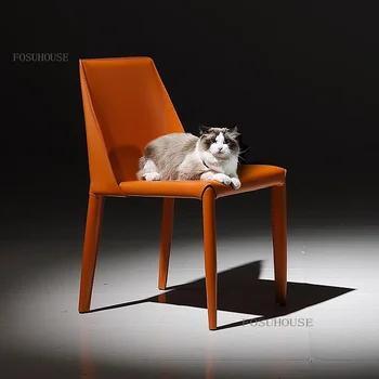 Итальянские минималистичные обеденные стулья с седлом, Домашнее кожаное кресло, Легкое Роскошное Эргономичное Дизайнерское обеденное кресло, Мебель для ресторана