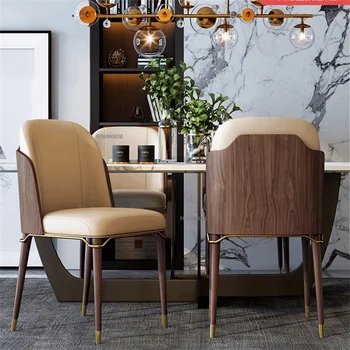 Итальянские обеденные стулья из массива дерева для кухни, домашнего обихода, простой стул для столовой, легкий стул для переговоров в роскошном отеле со спинкой 9