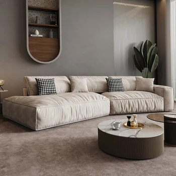 Итальянский минималистичный угловой диван специальной формы, тканевый диван с косым углом, большая семейная гостиная 1