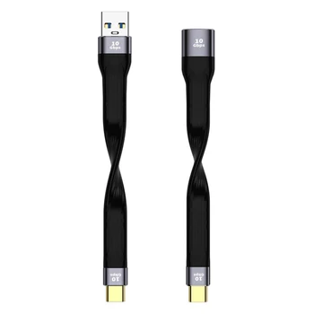 Кабель USB Male/Female-Type C, короткий гибкий шнур быстрой зарядки, провод для передачи данных, поддержка PD QC4 + PPS 4