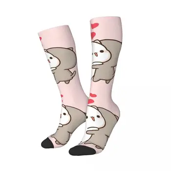 Кавайные милые чулки с персиковым котом Моти и Гомой Love, женские носки для девочек с 3D-принтом, спортивные футбольные носки до бедра