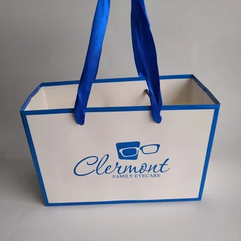 Картонные Пакеты С Логотипом Shopper Bag DIY Изготовленный На Заказ Бумажный Пакет Подарочная Сумка Tote Bag С Ленточной Ручкой Для Шоппинга Festival Boutique