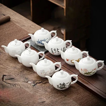 Китайская чайная посуда кунг-фу, керамический большой чайник, термостойкий, ретро сине-белый фарфоровый чайник Пуэр, 260 мл 2
