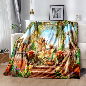 Классическое одеяло-ангел, религия, Милое детское мягкое покрывало, легкие теплые одеяла для спальни 8