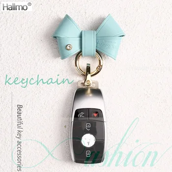 Кожаная цепочка для ключей Hallmo Lady Bow, брелок для ключей, Автомобильная кожаная цепочка для ключей, брелок для ключей, аксессуары для Benz Audi 6