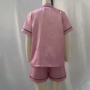 Комплект домашней одежды для леди, 2 предмета, Мягкая летняя пижама с эластичным поясом и отложным воротником, летняя пижама, женская одежда