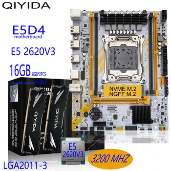 Комплект материнской платы Qiyida X99 с процессором LGA 2011-3 Xeon E5 2620 V3 CPU DDR4 16GB 2*8 3200 МГц Настольная память M-ATX NVME M.2 13
